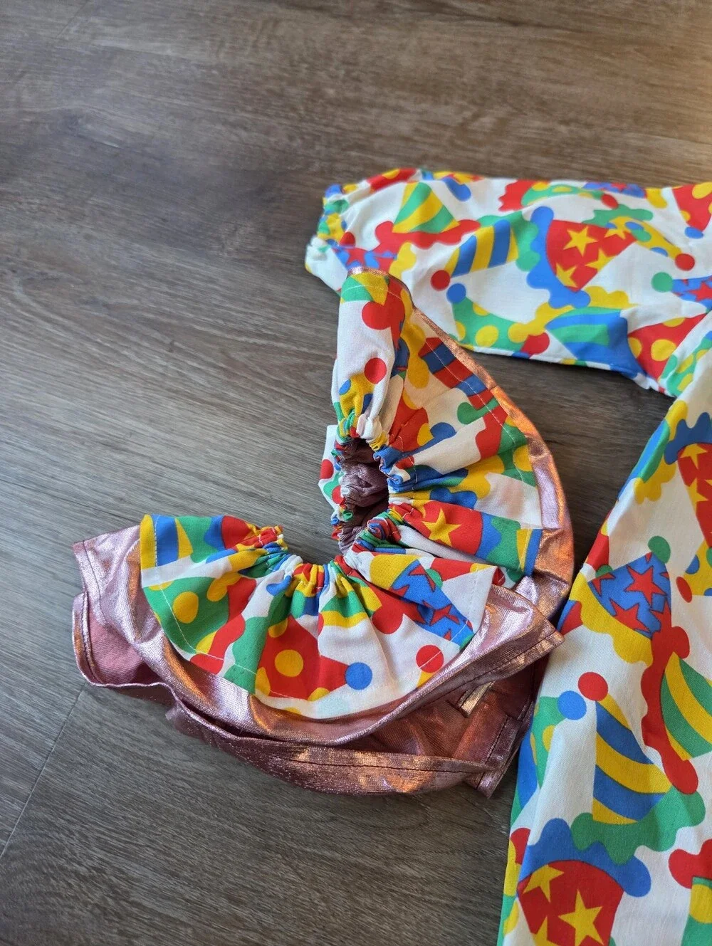 Vintage Hand Made Toddler Clown Halloween Costume with Hat and Collar
